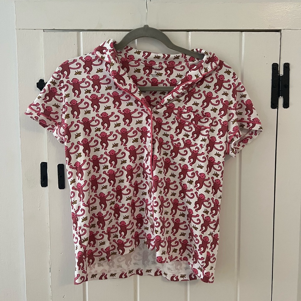 Roller rabbit women’s pink monkey pajama top
